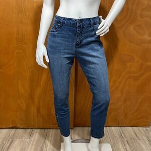 d.jeans Women's Skinny Jeans Blue Stretch Button Detail Hem Size 10